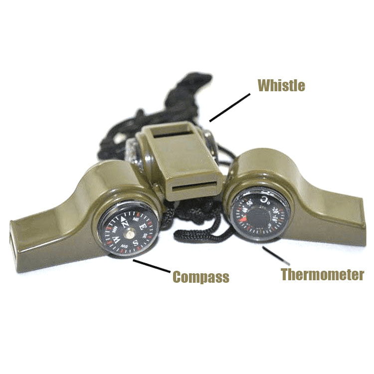 3 in1 Emergency Survival Whistle Compass Thermometer With Rope