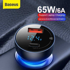 Aesthetic Car Charger Dual USB Quick Charge 65W  Fast Charging For iPhone & Laptop