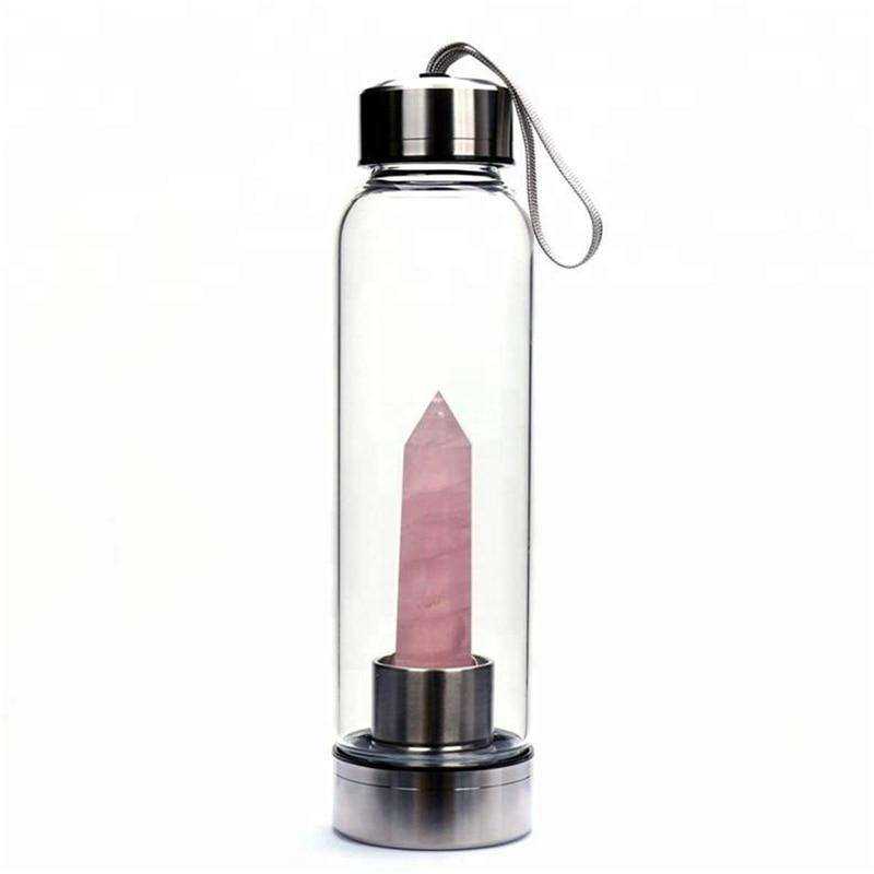 Direct Drinking Natural Glass 500ML Crystal Healing Bottle