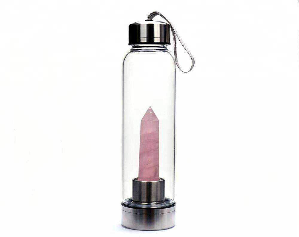 Direct Drinking Natural Glass 500ML Crystal Healing Bottle