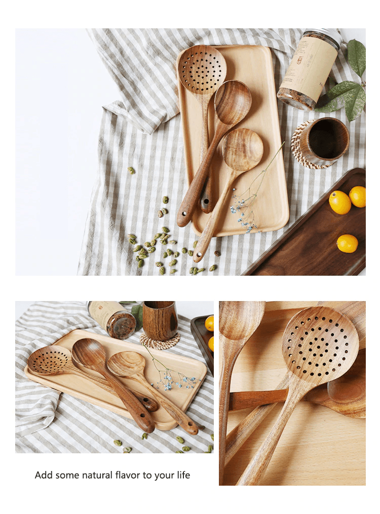 Teak Natural Wood Tableware Kitchen Tool Set