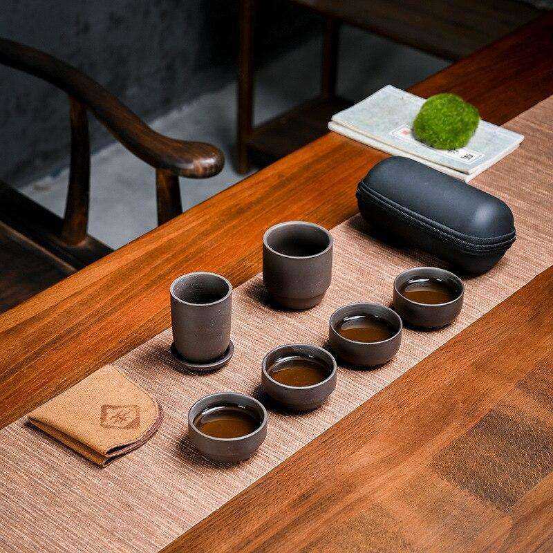 Purple Clay Kung Fu Teapot Cup Travel Set