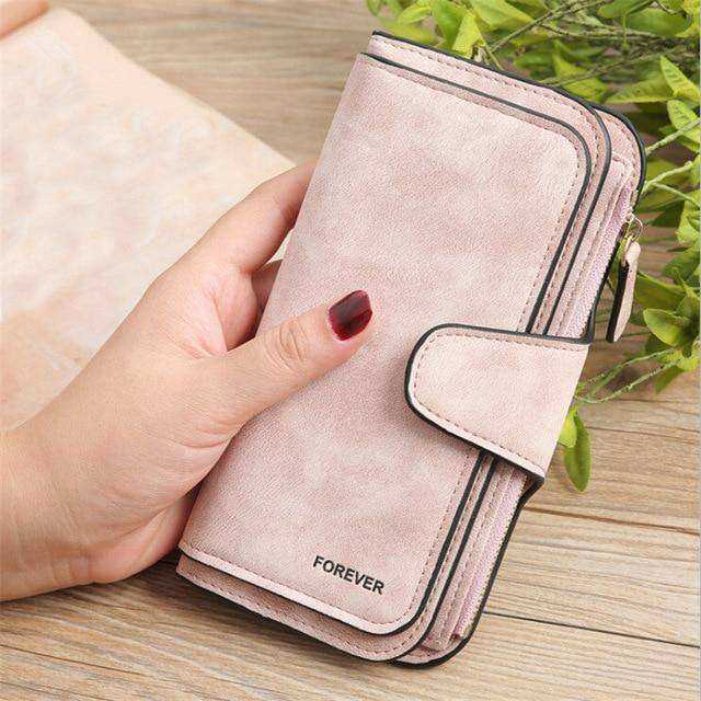 New Women Long Coin Purse Scrub Leather Wallet