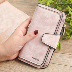 New Women Long Coin Purse Scrub Leather Wallet