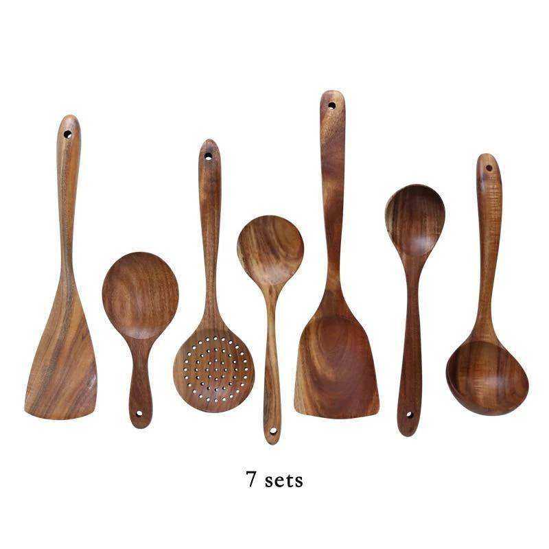 Teak Natural Wood Tableware Kitchen Tool Set