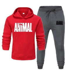 Men's Autumn Winter Animal Print Sweatshirt Tops Pants Sets/Hoodies+Pants
