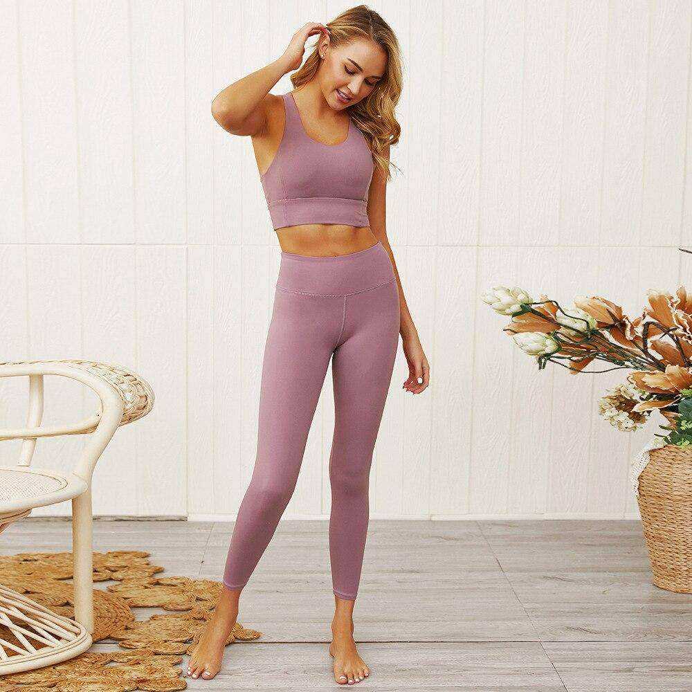 Seamless Sports Set Push Up Sleeveless Tank Tops and Leggings Set