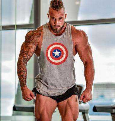 Men Undershirt Skull Bodybuilding Fitness Stringer Tank Tops