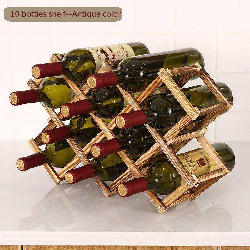 Folding Wooden Wine Bottle Rack Holder Display Shelf