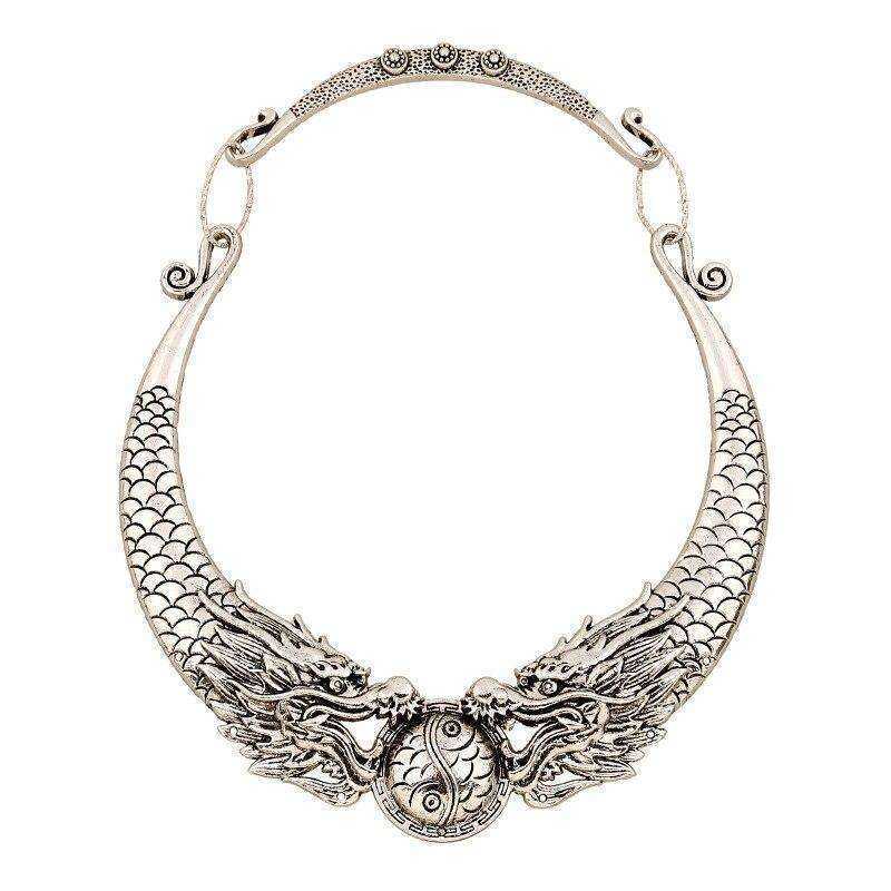 Retro Carved Peacock Collar