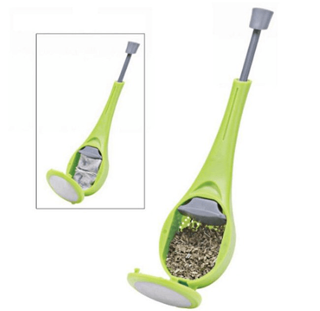 Long Handle Tea Filter Built-in Plunger Coffee Strainer