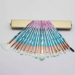 20Pcs Aesthetic Diamond Makeup Brushes with Powder Pouf Set