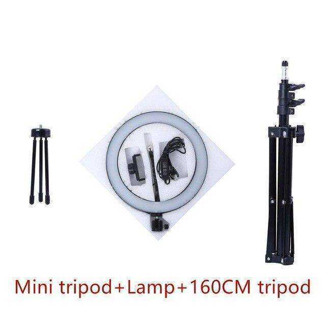 LED Selfie Ring Light Dimmable Camera Phone Ring Lamp With Tripod