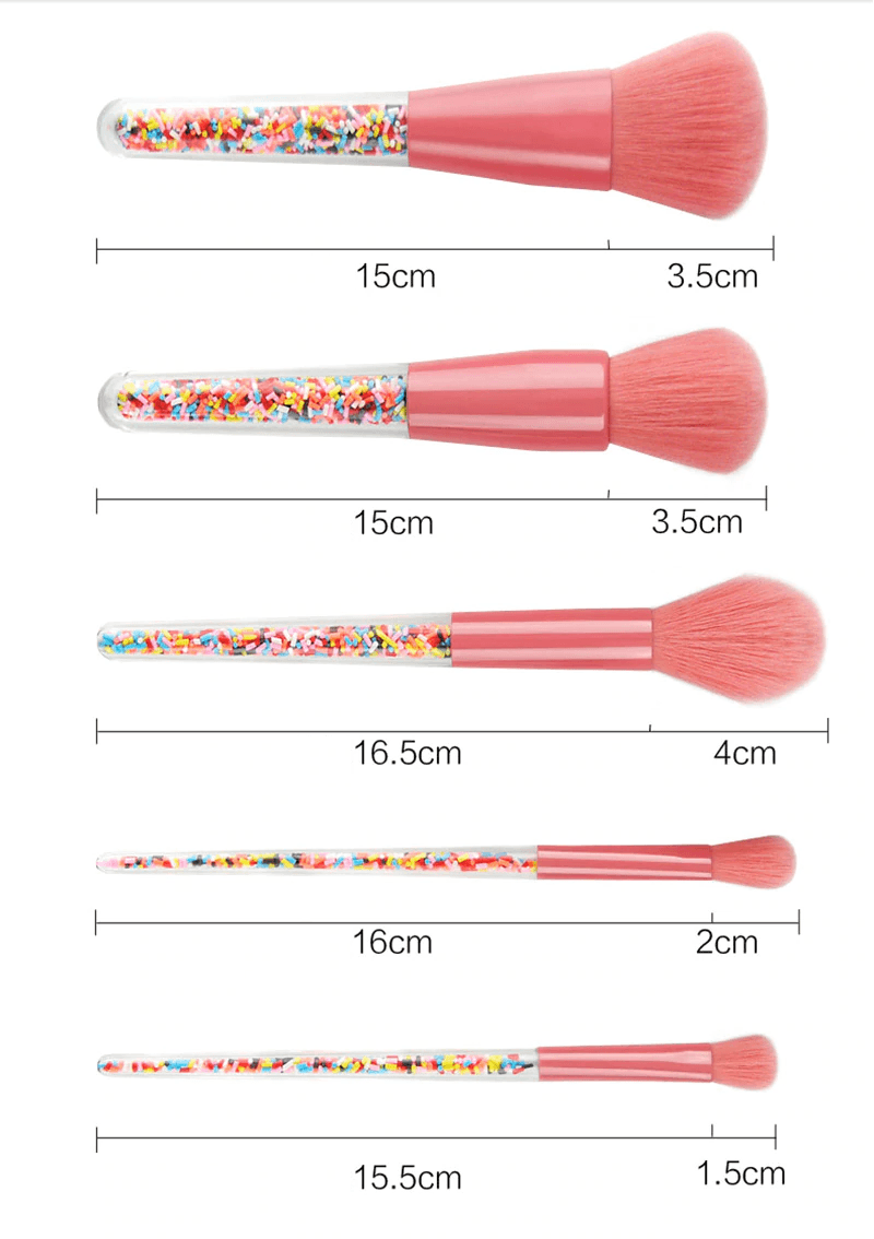 5pcs Lollipop Candy Unicorn Crystal Makeup Brushes Set