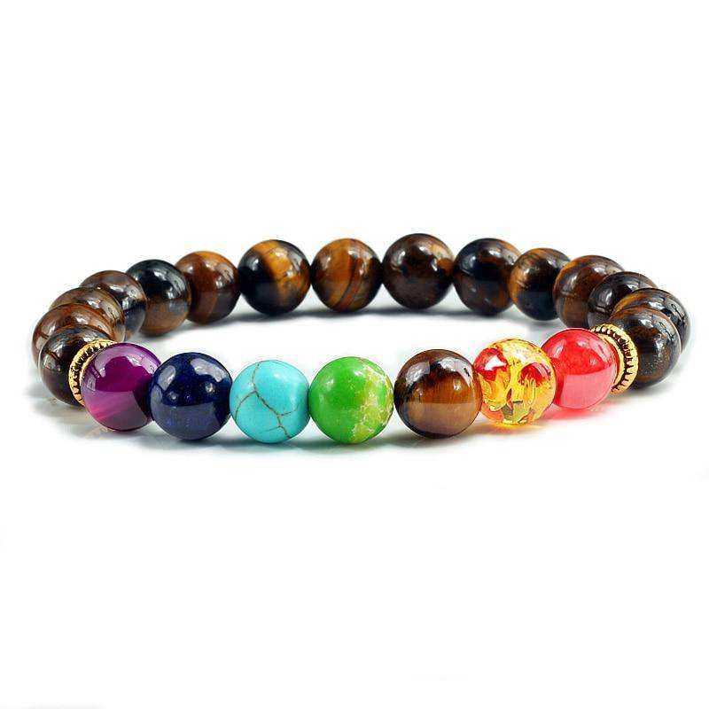 Natural Stone Tiger Eye 7 Chakra Bracelets
