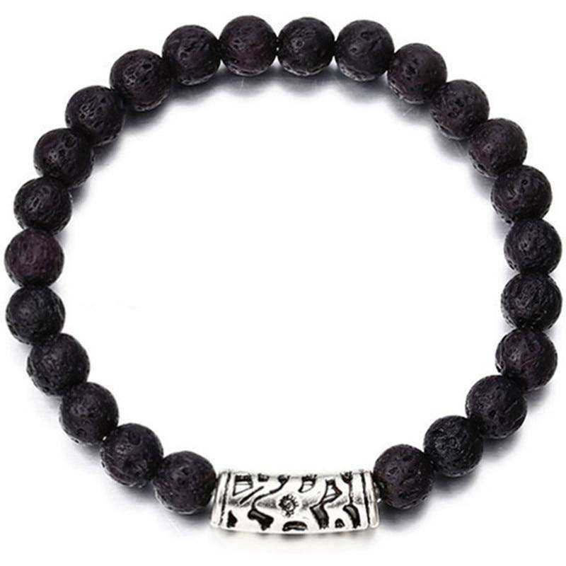 Trendy Lava Stone Imperial Crown And Helmet Charm Bracelet