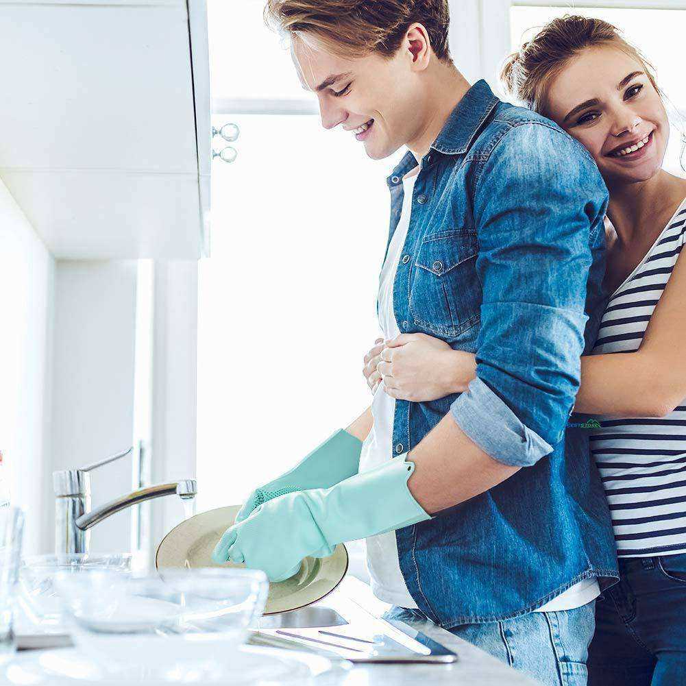Magic Silicone Dishwashing Sponge Rubber Scrub Gloves
