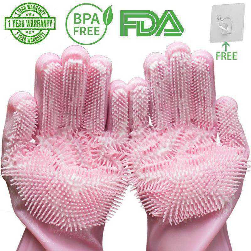 Magic Silicone Dishwashing Sponge Rubber Scrub Gloves