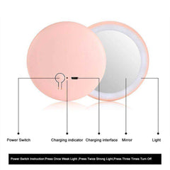 Pink Aesthetic LED Pocket Makeup Mirror