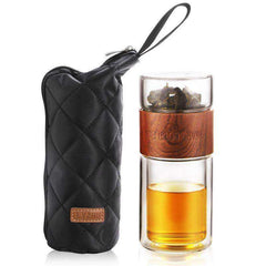 Portable Double Wall Glass Bottle Tea Infuser Tumbler