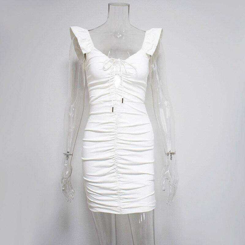 Hot Short Butterfly Pleated Sexy Women Backless Casual Ladies Dress