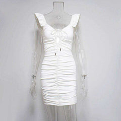 Hot Short Butterfly Pleated Sexy Women Backless Casual Ladies Dress