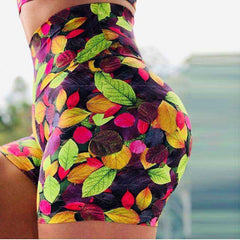 New High Waist Push Up Fitness Yoga Running Gym Scrunch Butt Seamless Print Elastic Short Leggings - AWAKENING AESTHETICS