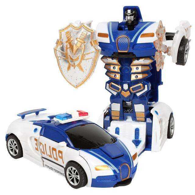 New One - key Automatic Transform Robot Funny Diecasts Plastic Model Car Kid Toys - AWAKENING AESTHETICS