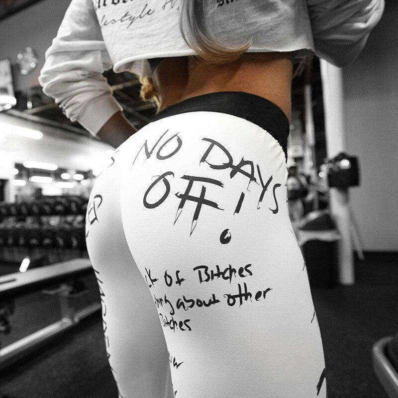 New  Writing Printing Put Hip Elastic High Waist Breathable Slim Leggings  For Women