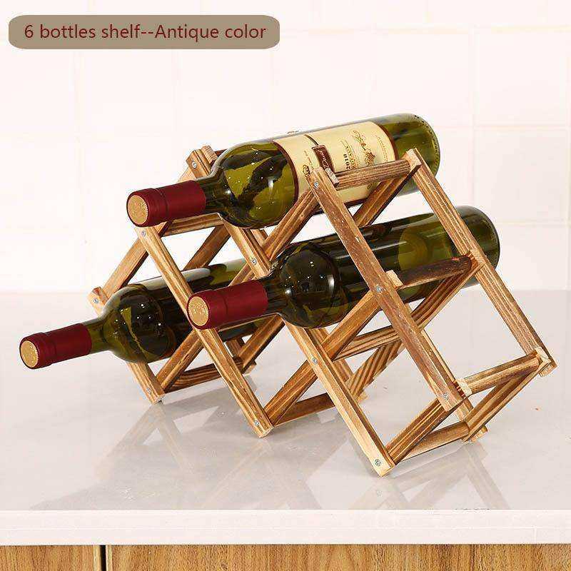 Folding Wooden Wine Bottle Rack Holder Display Shelf