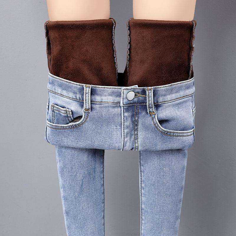 Women Warm Jean Pants