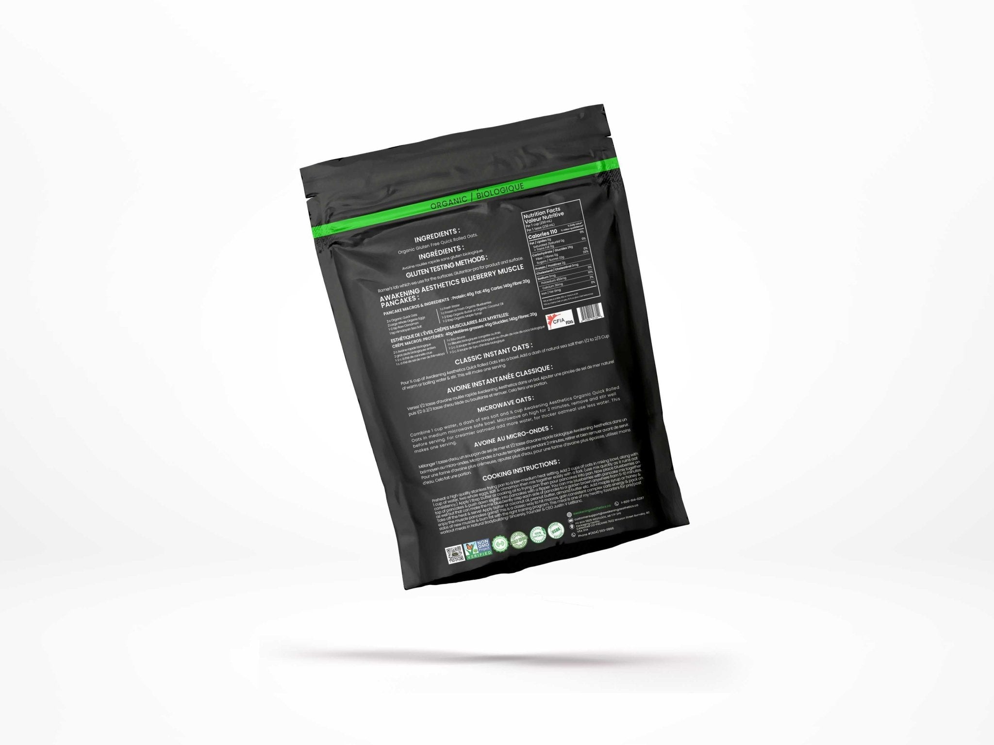 Organic Bulk Quick Rolled Gluten Free Canadian Oats 3.5Lbs - AWAKENING AESTHETICS