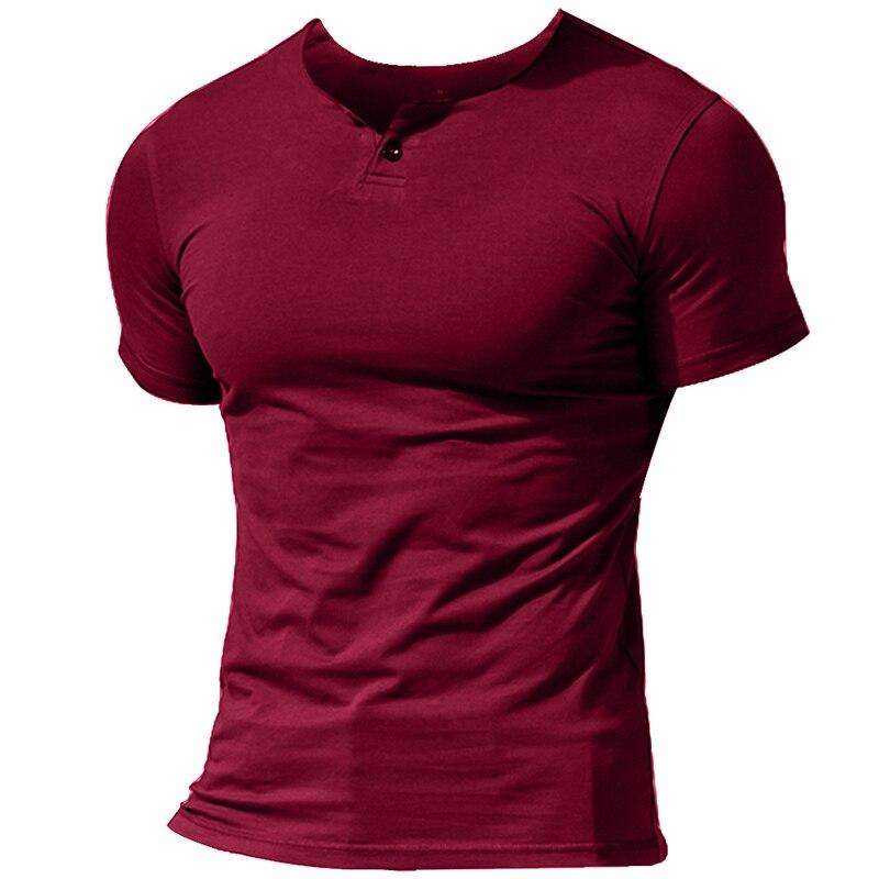 MUSCLE ALIVE Men's Short Sleeve Henleys  T-Shirt Single Button Placket