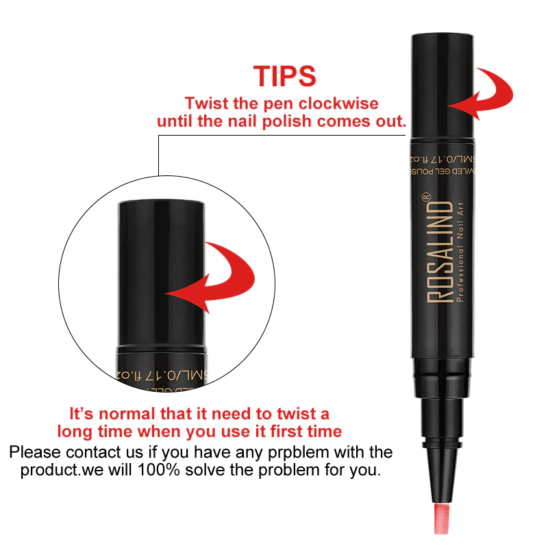 Aesthetic 5ml Nail Polish Pen Manicure Soak-Off Cured by UV LED Lamp