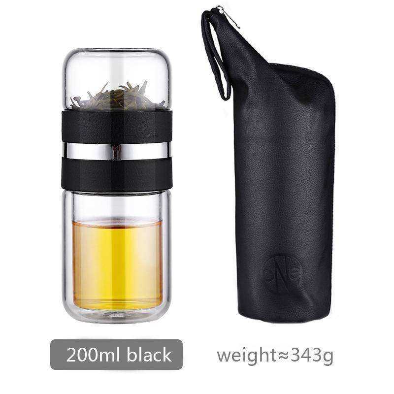 Portable Double Wall Glass Bottle Tea Infuser Tumbler
