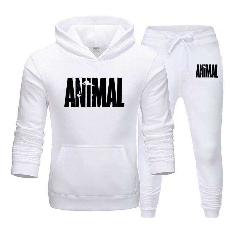 Men's Autumn Winter Animal Print Sweatshirt Tops Pants Sets/Hoodies+Pants