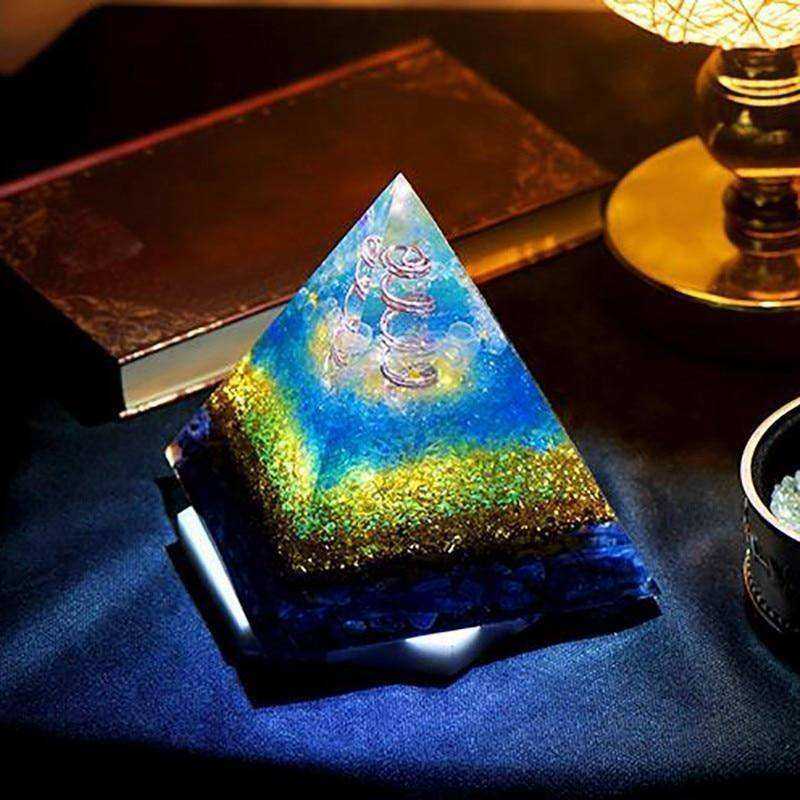Blue Transparent Awakening Orgonite Pyramid 11cm
