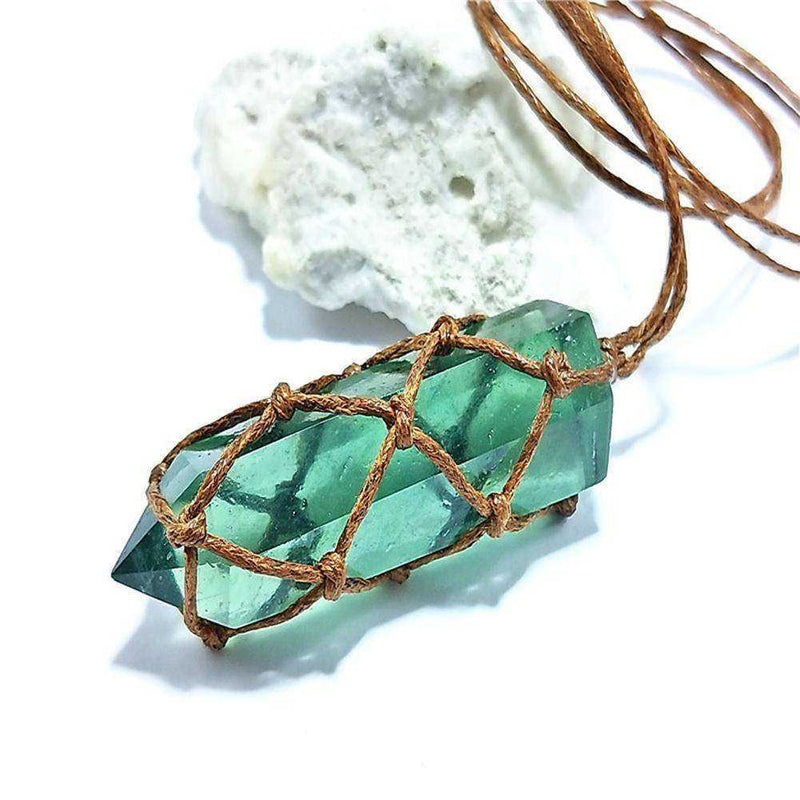 Natural Blue Green Amethyst Awakening Quartz Crystal Pendant