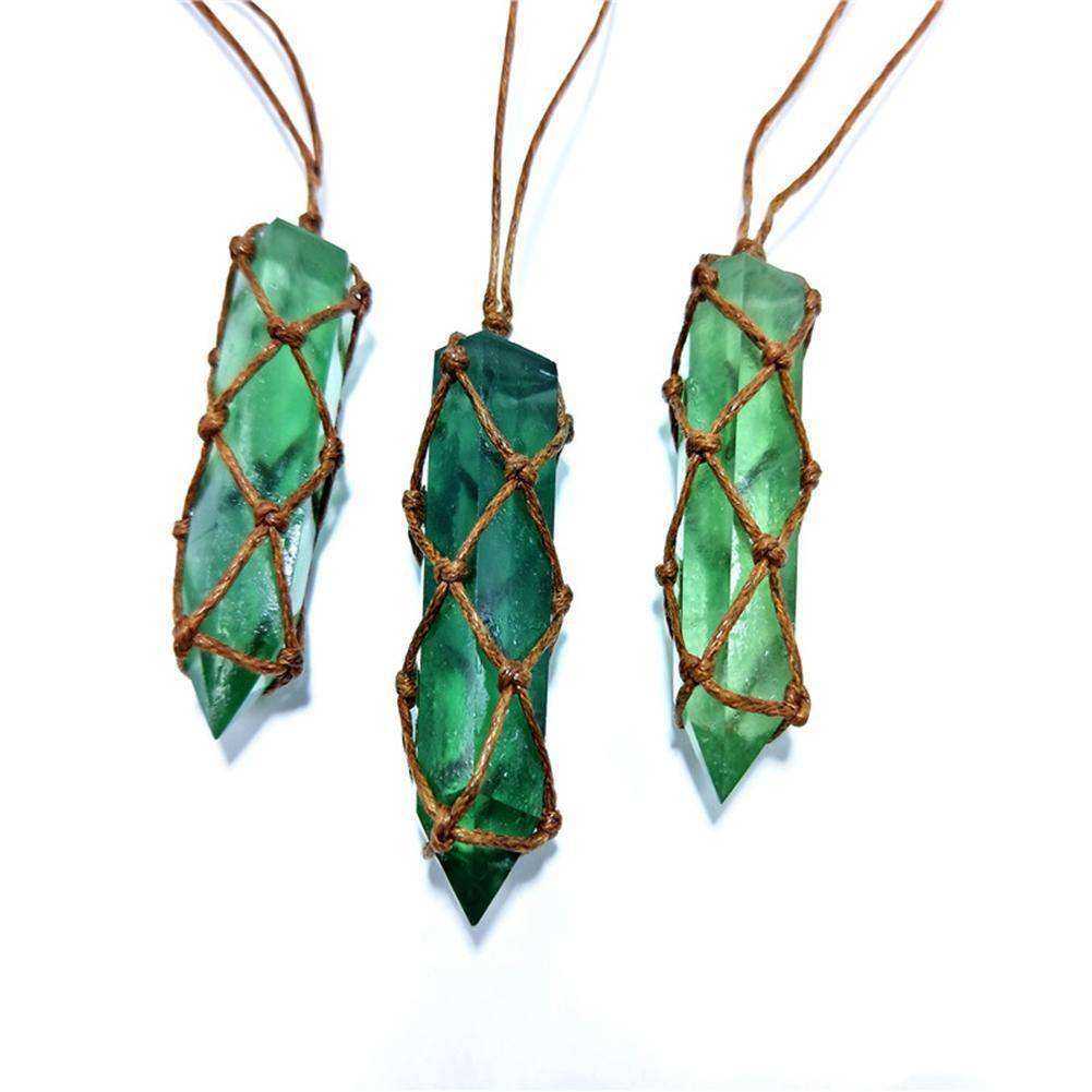 Natural Blue Green Amethyst Awakening Quartz Crystal Pendant