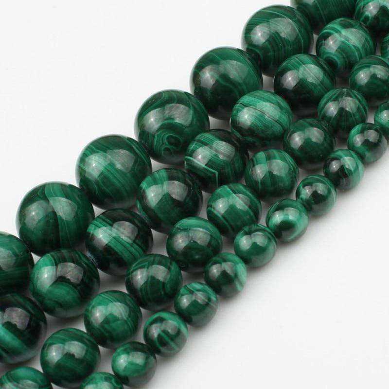 AAA Natural Malachite Round Loose Stone Beads Fit DIY Bracelet Necklace Needlework Beads For Jewelry Making 6 8 10 12 mm 7.5inch