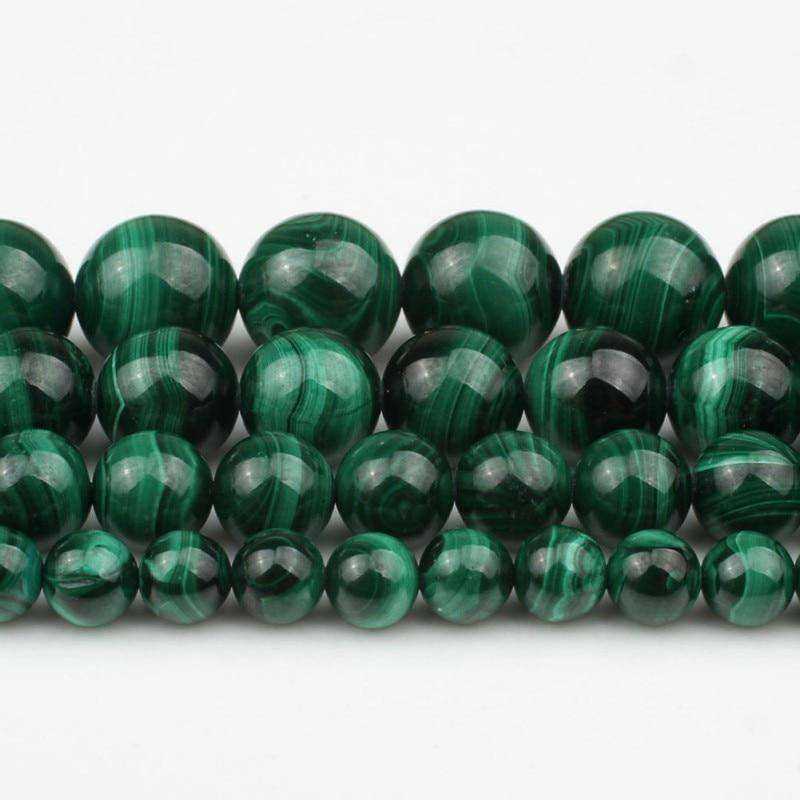 AAA Natural Malachite Round Loose Stone Beads Fit DIY Bracelet Necklace Needlework Beads For Jewelry Making 6 8 10 12 mm 7.5inch