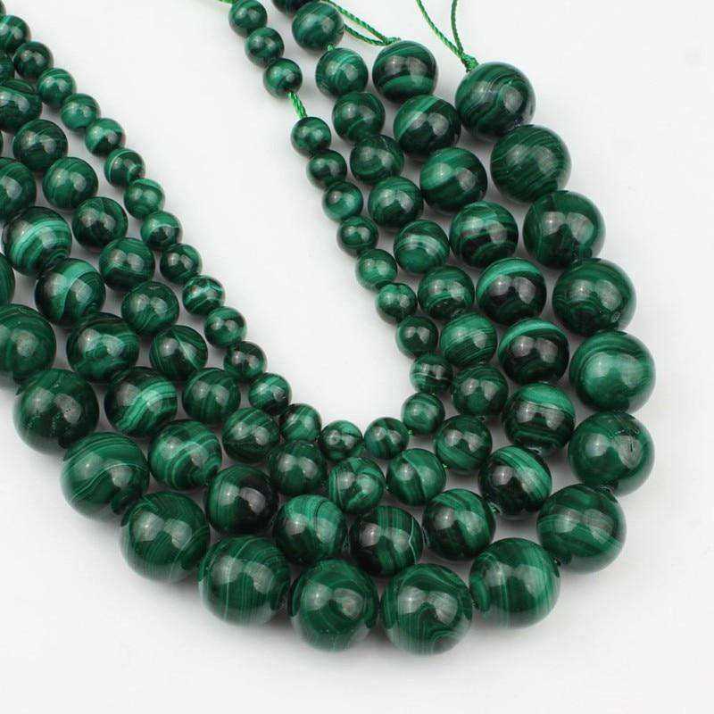 AAA Natural Malachite Round Loose Stone Beads Fit DIY Bracelet Necklace Needlework Beads For Jewelry Making 6 8 10 12 mm 7.5inch