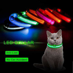 Cat & Kitten New Bright LED Collar 7 Color Glowing Cat Leash