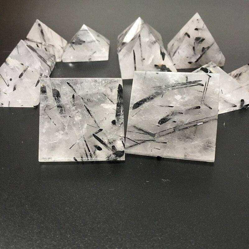 Natural Black Tourmaline quartz healing crystal pyramid