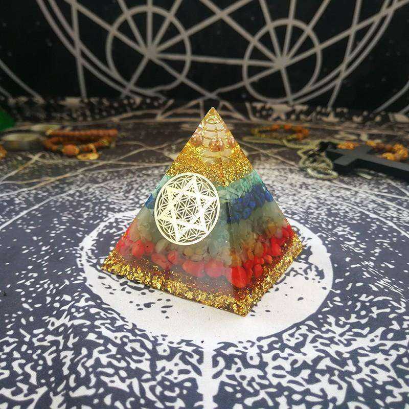 7 Chakra Zadkiel Orgone Energy Eliminates Negative Energy Awakening Orgonite Pyramid (7cm)