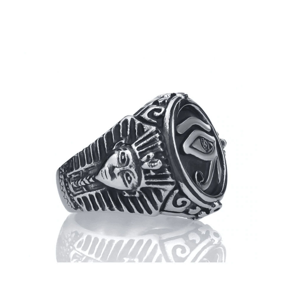 Men Stainless Steel Rings Egyptian Eye of Horus Cross of Life