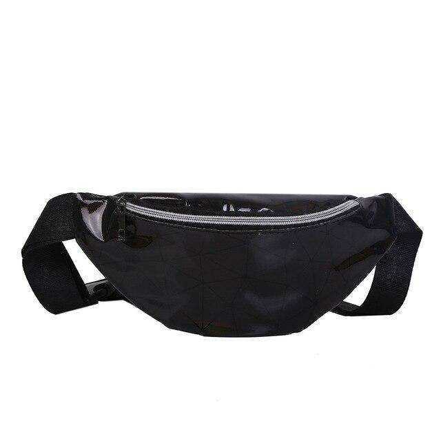 Holographic Waist Belt Bag Women Pink Silver Fanny Geometric Pack