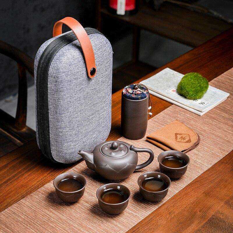 Purple Clay Kung Fu Teapot Cup Travel Set