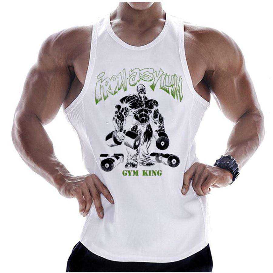 Summer Men Cotton Casual Printed Bodybuilding Gym Fitness Workout Sleeveless Shirt - AWAKENING AESTHETICS