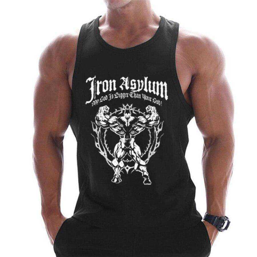 Summer Men Cotton Casual Printed Bodybuilding Gym Fitness Workout Sleeveless Shirt - AWAKENING AESTHETICS